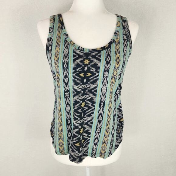 Billabong Tank Top Women S Case Closed Southwestern Print Modal Green Black - Picture 6 of 10